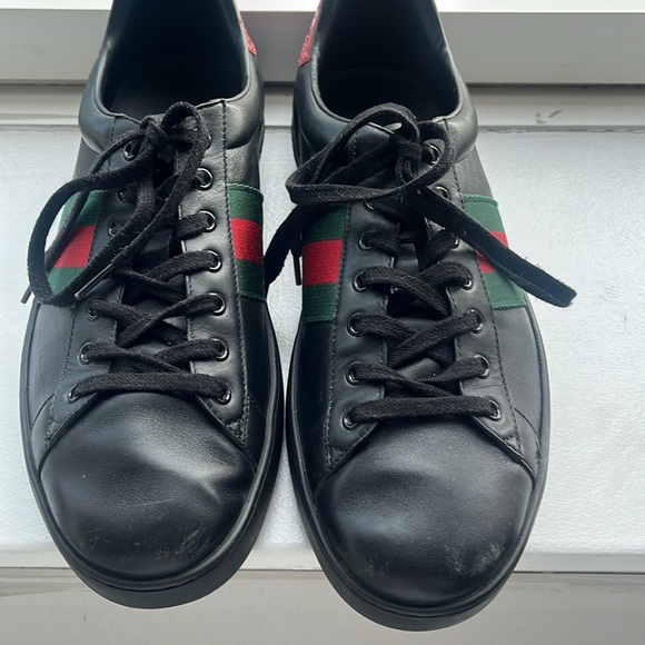 Gucci - Men’s Ace Sneakers - Black Leather - Picture 7 of 7